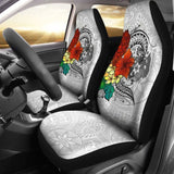 Tonga Car Seat Covers - Tropical Flowers White Patterns Style - 181703 - YourCarButBetter