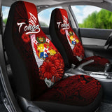 Tonga Polynesian Car Seat Covers - Coat Of Arm With Hibiscus - 232125 - YourCarButBetter
