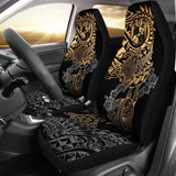 Tonga Polynesian Car Seat Covers - Gold Turtle Flowing - Amazing 091114 - YourCarButBetter