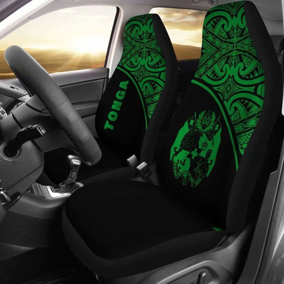 Tonga Polynesian Car Seat Covers - Green Curve - 11 181703 - YourCarButBetter