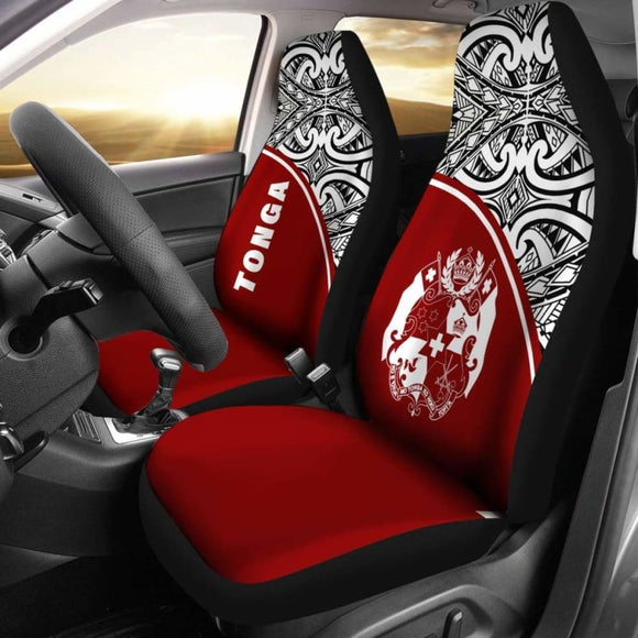 Tonga Polynesian Car Seat Covers - Red Curve - 11 181703 - YourCarButBetter