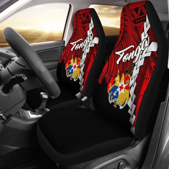 Tonga Polynesian Car Seat Covers - Tribal Wave Tattoo Flag Color - 181703 - YourCarButBetter