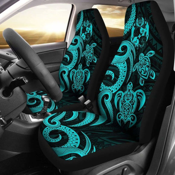 Tonga Polynesian Car Seat Covers - Turquoise Tentacle Turtle - 091114 - YourCarButBetter