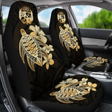 Tongan Car Seat Covers Hibiscus Plumeria Mix Polynesian Turtle Gold Awesome 091114 - YourCarButBetter