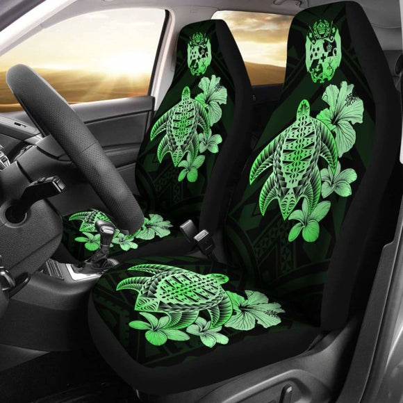 Tongan Car Seat Covers Hibiscus Plumeria Mix Polynesian Turtle Green Awesome 091114 - YourCarButBetter