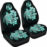 Tongan Car Seat Covers Hibiscus Plumeria Mix Polynesian Turtle Turquoise Awesome 091114 - YourCarButBetter