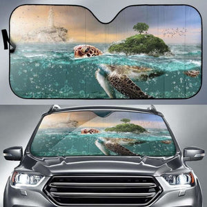 Tortoise Island Rock Ocean Mystic Underwater Bubbles Auto Sun Shades 460402 - YourCarButBetter