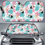 Toucan Tropical Flower Leave Pattern Car Auto Sun Shades 182102 - YourCarButBetter