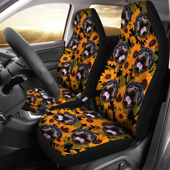 Trendy Car Seat Covers Unique Sunflower Rottweiler Dog 210702 - YourCarButBetter