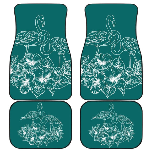 Tropical Hibiscus Flamingo Pattern Best Gift Car Lovers Car Floor Mats 211105 - YourCarButBetter