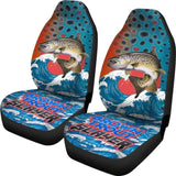 Trout Fishing Car Seat Covers Brown Trout Slayer Car Decor 182417 - YourCarButBetter