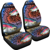 Trout Fishing Car Seat Covers Rainbow Trout Tied Dye Car Decor 182417 - YourCarButBetter