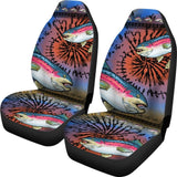 Trout Fishing Car Seat Covers Rainbow Trout Tied Dye Car Decor 182417 - YourCarButBetter