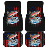 Trout Steelhead Fishing American Flag Printed Car Floor Mats 211804 - YourCarButBetter