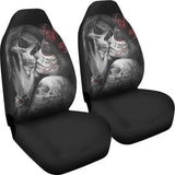 True Love King And Queen Kissing Skulls Car Seat Covers 212001 - YourCarButBetter