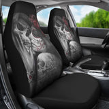 True Love King And Queen Kissing Skulls Car Seat Covers 212001 - YourCarButBetter