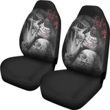 True Love King And Queen Kissing Skulls Car Seat Covers 212001 - YourCarButBetter