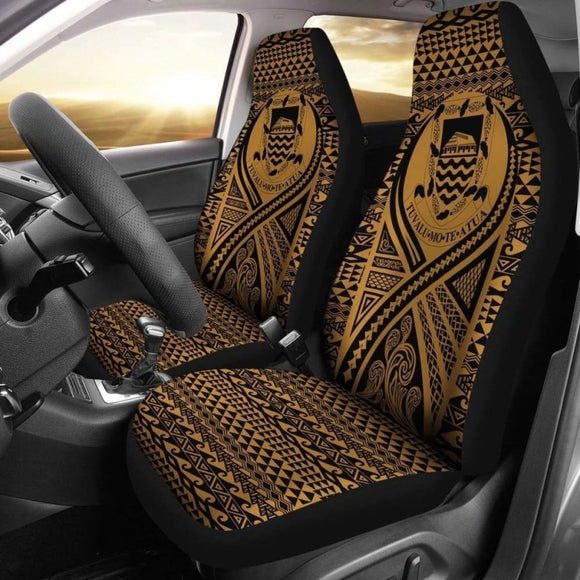 Tulu Car Seat Cover - Tulu Coat Of Arms Polynesian Tattoo Gold - 9 174914 - YourCarButBetter