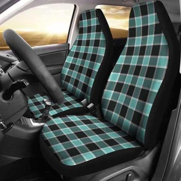 Turquoise And Black Plaid Check Car Seat Covers 105905 - YourCarButBetter