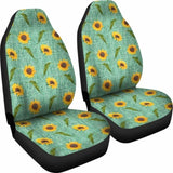 Turquoise Burlap Design With Sunflower Pattern Car Seat Covers 105905 - YourCarButBetter