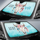 Turquoise Stay Wild Boho Skull Car Auto Sun Shades 210501 - YourCarButBetter