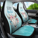 Turquoise Stay Wild Boho Skull Car Seat Covers 105905 - YourCarButBetter