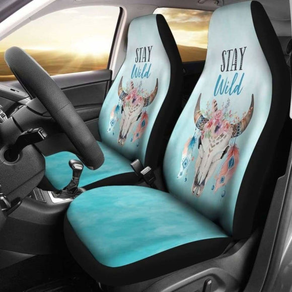 Turquoise Stay Wild Boho Skull Car Seat Covers 105905 - YourCarButBetter