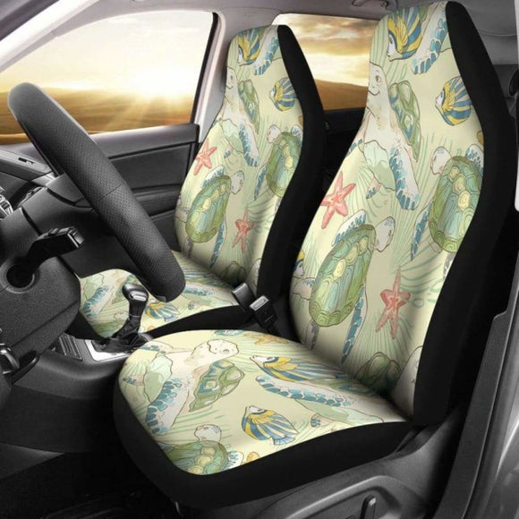 Turtle 03 Hawaiian Car Seat Covers Set Of 2 091814 - YourCarButBetter