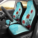 Turtle And Hibiscus Car Seat Covers 02 - 105905 - YourCarButBetter