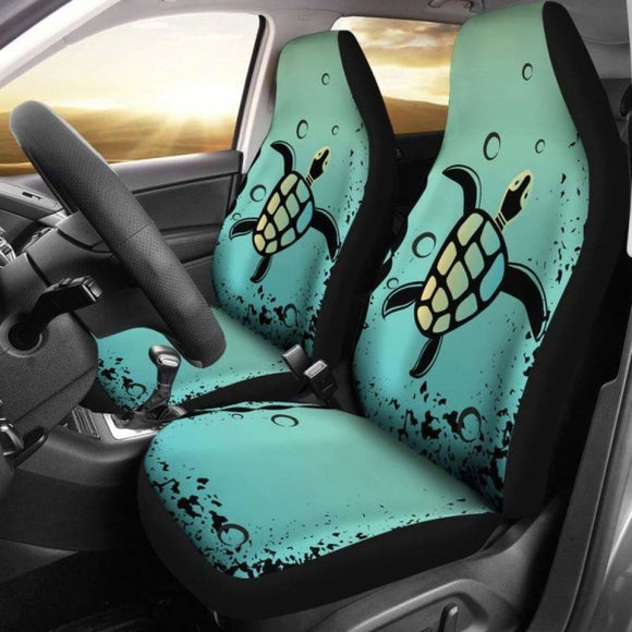 Turtle Illustration Hawaiian Car Seat Covers Set Of 2 091814 - YourCarButBetter