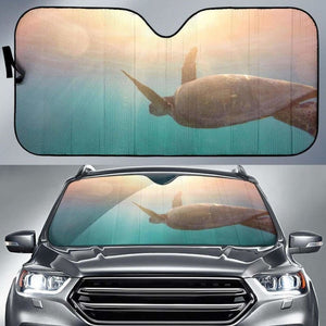 Turtle Reptile Underwater Sea Sun Light 4K Car Sun Shade 104020 - YourCarButBetter