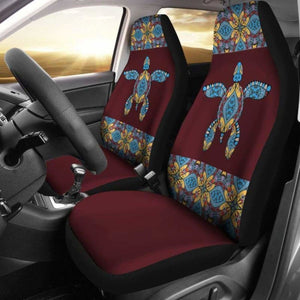 Turtle With Dark Red Pattern Hawaiian Car Seat Covers Set Of 2 091814 - YourCarButBetter