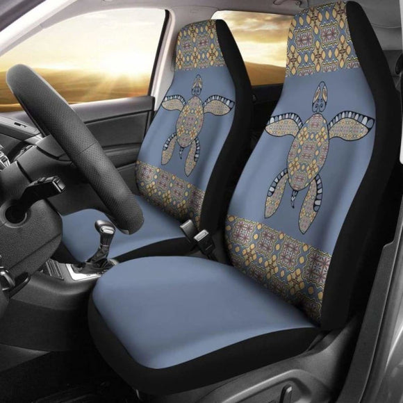 Turtle With Violet Pattern Hawaiian Car Seat Covers Set Of 2 091814 - YourCarButBetter