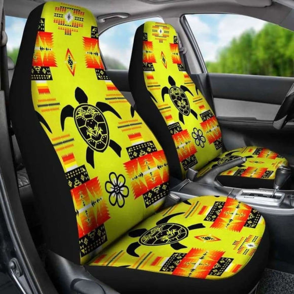 Turtle Yellow Orange Set of 2 Car Seat Covers 091814 - YourCarButBetter