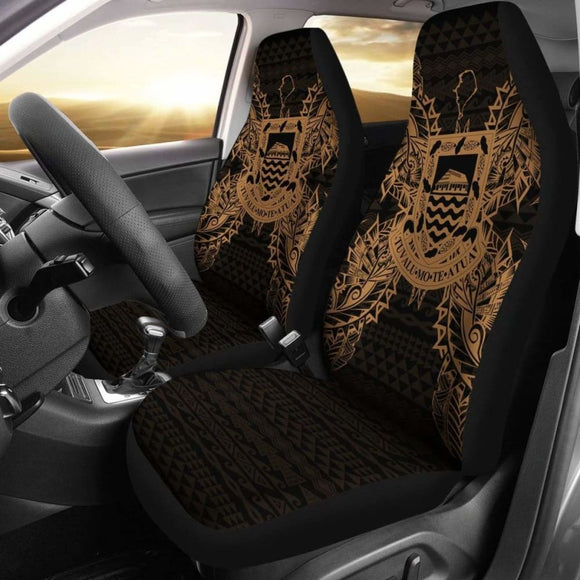 Tuvalu Car Seat Cover - Tuvalu Coat Of Arms Map Gold - 105905 - YourCarButBetter