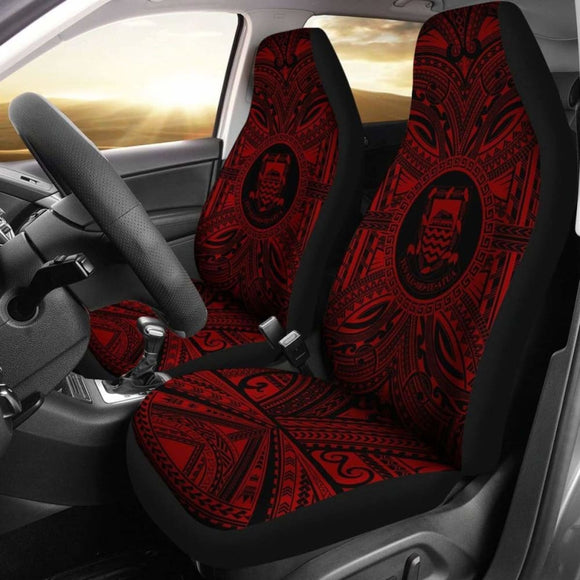 Tuvalu Car Seat Cover - Tuvalu Coat Of Arms Polynesian Red Black 105905 - YourCarButBetter