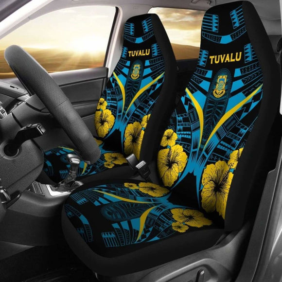 Tuvalu Car Seat Covers - Tuvalu Coat Of Arms Hibiscus Polynesian Tattoo - 232125 - YourCarButBetter