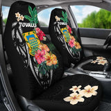 Tuvalu Car Seat Covers Coat Of Arms Polynesian With Hibiscus 232125 - YourCarButBetter