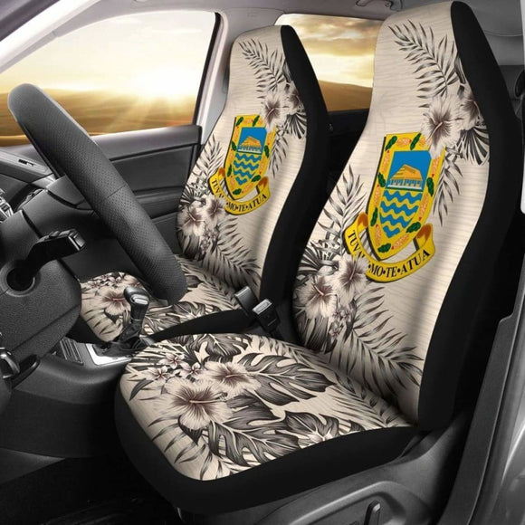 Tuvalu Car Seat Covers The Beige Hibiscus (Set Of Two) 7 232125 - YourCarButBetter