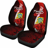Tuvalu Polynesian Car Seat Covers - Coat Of Arm With Hibiscus - 232125 - YourCarButBetter