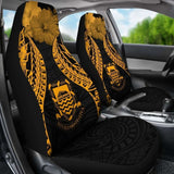Tuvalu Polynesian Car Seat Covers Pride Seal And Hibiscus Gold - 232125 - YourCarButBetter