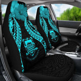 Tuvalu Polynesian Car Seat Covers Pride Seal And Hibiscus Neon Blue - 232125 - YourCarButBetter