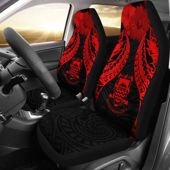 Tuvalu Polynesian Car Seat Covers Pride Seal And Hibiscus Red - 232125 - YourCarButBetter
