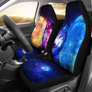 Two Faces Wolf Galaxy Car Seat Covers 200904 - YourCarButBetter