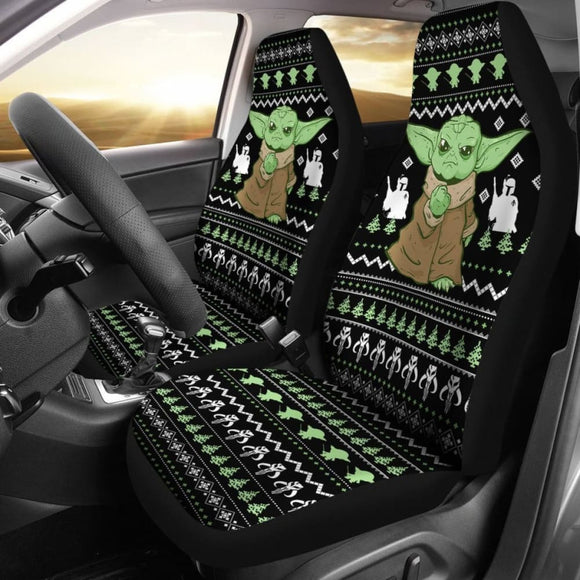 Ugly Xmas Baby Yoda Car Seat Covers Funny Gift 094201 - YourCarButBetter