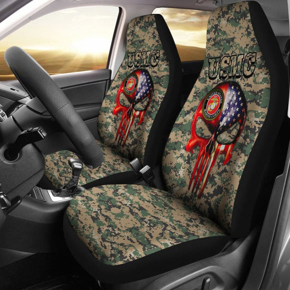 United States Marine Corp Skull Car Seat Covers 212801 - YourCarButBetter
