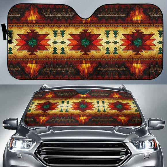 United Tribes Brown Design Native American Auto Sun Shades 093223 - YourCarButBetter