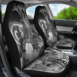 Vanuatu Car Seat Covers - Humpback Whale With Tropical Flowers (White)- 105905 - YourCarButBetter