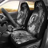 Vanuatu Car Seat Covers - Humpback Whale With Tropical Flowers (White)- 105905 - YourCarButBetter