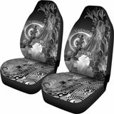 Vanuatu Car Seat Covers - Humpback Whale With Tropical Flowers (White)- 105905 - YourCarButBetter